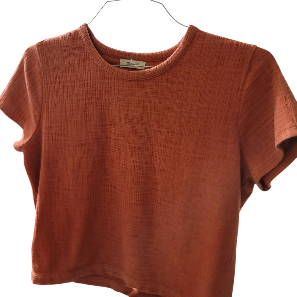 Madewell Burnt Orange Textured Short Sleeve Top